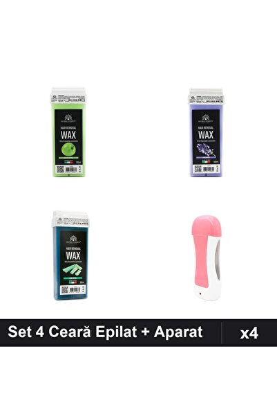 global fashion Set 4 Ceară Epilat Unică Folosință 100ml - Măr Verde, Lavandă,...