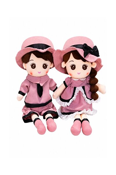 DAT Set of 2 Cute 45CM Plush Dolls Couple with Pink Outfits, Soft Stuffed Toy...