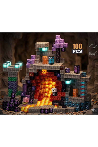 RoRoToys Minecraft Maden Temalı 100 Parça Manyetik Blok Oyuncak Seti - Eğitic...