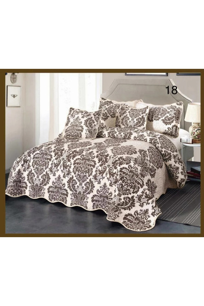 East Comfort Husă matlasată din bumbac, set de 5 piese, bej cu model baroc ma...