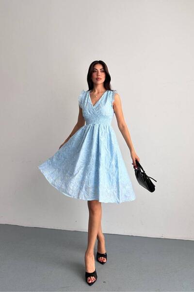 Shopping Shop Embroidered Midi Dress Blue