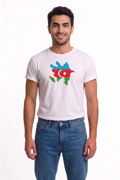 westicgiyim Tricou unisex cu imprimeu steagul Azerbaidjanului, din bumbac, cu...