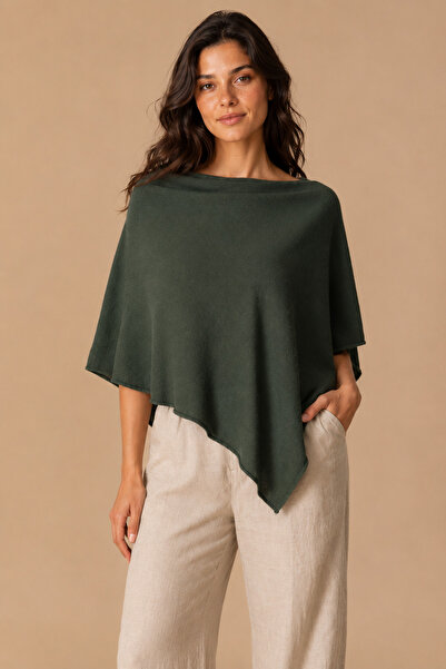 Sebir Moda Asymmetrical Cut Linen Poncho