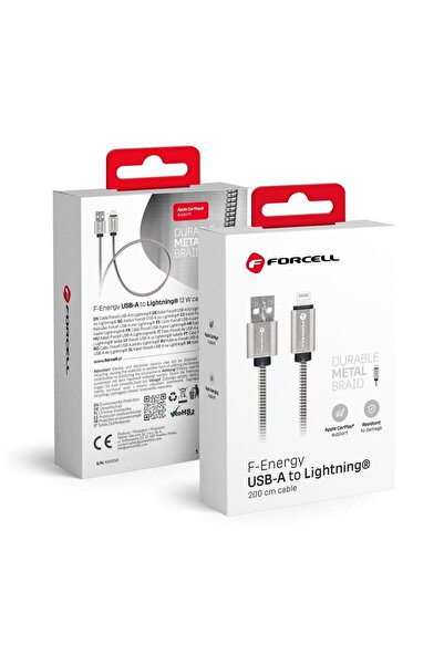 Forcell Cablu USB USB-A - Lightning 2 m Argintiu