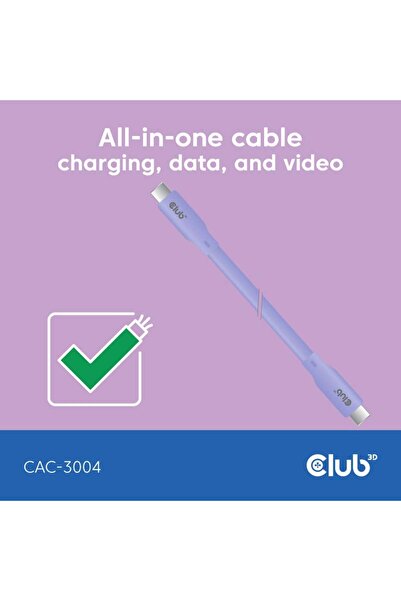 Club 3D Club3D Kabel USB-C 4.0, 20Gbps, 4K60Hz, PD 240W, 2m, fialov√°