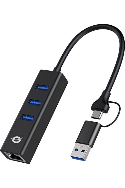 CONCEPTRONIC Adaptor USB-C/-A3.0->3xUSB-A/GbE 5Gbps 0.18m sw