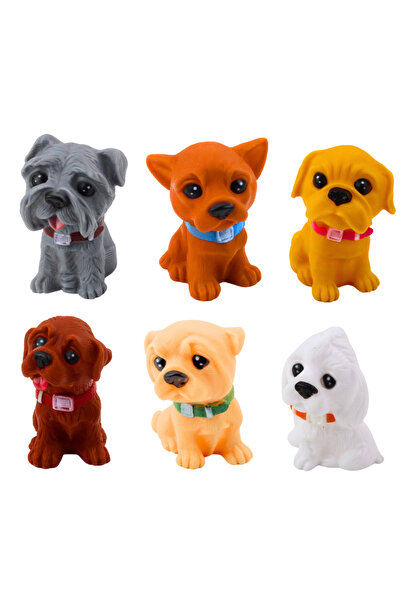 LeanToys Set de figurine câini din cauciuc, 8cm, 6 bucăți