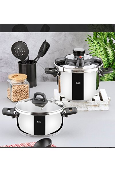 tacev Taç FastCook 2’li 4+6 Litre Indüksiyon Tabanlı Düdüklü Tencere Seti