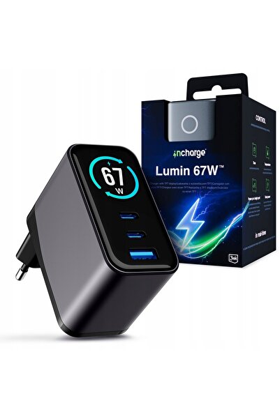 3MK InCharge Lumin 67W QC4+ Display Negru/Gri