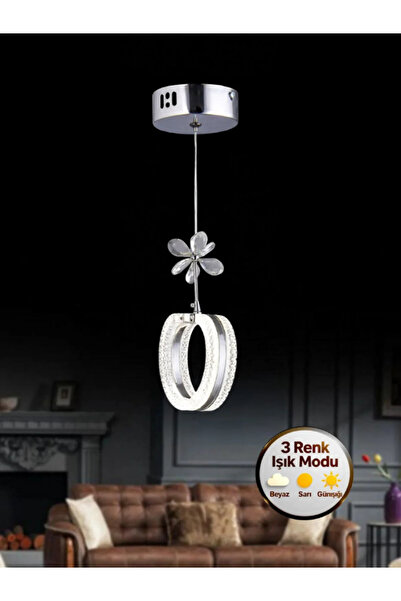Lumia Lighting Aurea Model Gümüş 3 Renk Modu Ledli Kristal Taşlı Modern Salon...