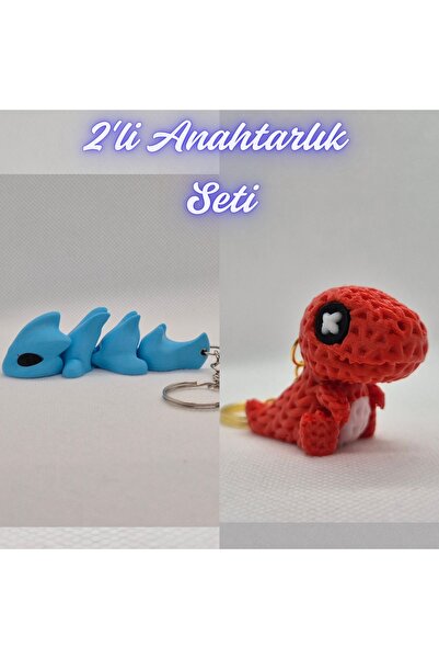 3DAtölyeMaker Light Blue Flexible Dragon and Red Knitted Pattern Moving Dino ...