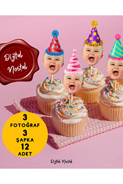 Dijital Nostal Kişiye Özel Cupcake Pasta Dekor Süslemesi 10 Adet Doğum Günü I...