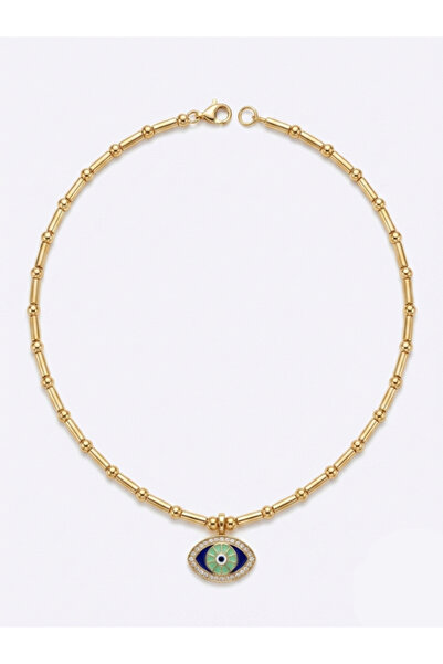 ZARİN JEWELS Mineli Zirkon Taşlı 14 Ayar Altın Kaplama Göz Kolye