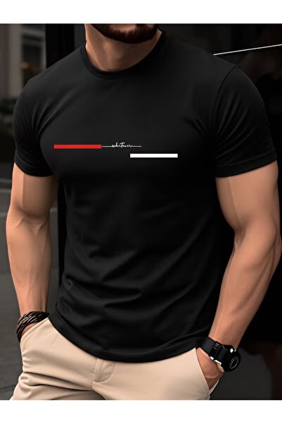 PAVRO Unisex Άνετο T-shirt με μικτό σχέδιο και στάμπα