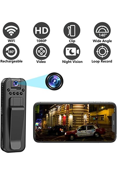 Rabelix Online Marketing Cep Tipi Taşınabilir Güvenlik Kamerası 1080P 180 Derece Oynar Başlıklı Video ve Ses Kaydedici