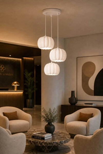 Ares Home Japandi Avize 3’lü Sarkıt Aydınlatma, Modern Bohem 3’lü Sarkıt Avize