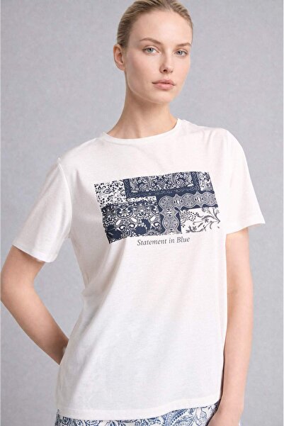 DeFacto Tricou cu mânecă scurtă, cu imprimeu, cu gât crew, croială normală H8...