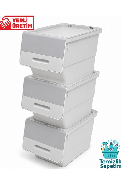 temizliksepetim 3-Tier Wheeled Storage Box with Lid, Goods and Food Organizer...