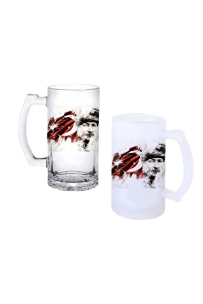 Ghostbastır Ataturk Handled Beer Glass with Ice-Cold or Transparent Options 017