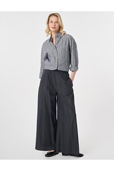Kayra Wide Leg Lyocell Trousers Black