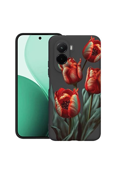 bestcase ¬Æ Husa TPU Ultra Slim Compatibila cu Poco M7, Floral - Red Tulip, 3...