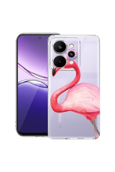 bestcase Διαφανής Λεπτή Θήκη Σιλικόνης Συμβατή με Realme 15 / 15 Pro, Ροζ Φλα...
