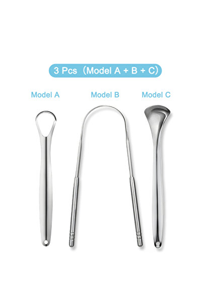 Choice 3 Pcs(Model ABC) Stainless Steel Tongue Scraper 3 Models Rust-Resistan...