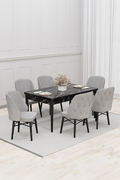 Bella Set masă și scaune Babyface Royal 80 x 130-170 Masă extensibilă și 6 sc...