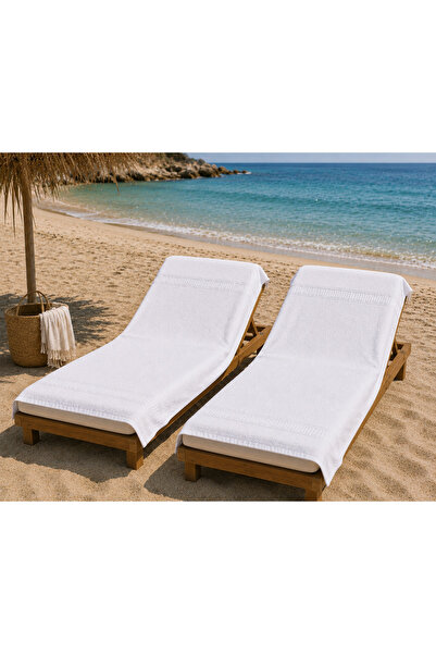 OEMN Set of 1+1 XXL Beach Towels Greek Border White – 100% Cotton, 80×180 cm,...