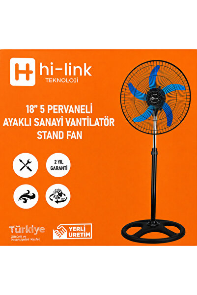 Class Hi-Link 18 İnç Sanayi Tipi Vantilatör 5 Metal Kanatlı Ayaklı Fan 2 Yıl ...