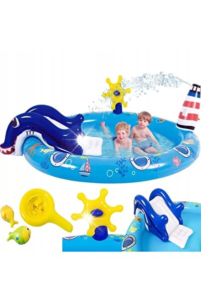 Tessari Tobogan și Fântână de Piscină Model Naval pentru Copii 2.03 x 1.52 x ...