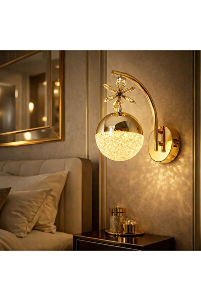 Korkmaz avize Gold 3 Renk Ledli Gold Dekor Detaylı Lüks Modern Tasarım Tekli ...