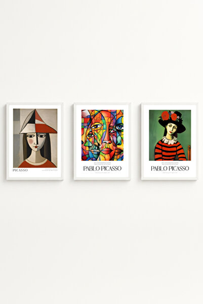 huhuli Set de picturi Pablo Picasso cu ramă din lemn alb Huhu544
