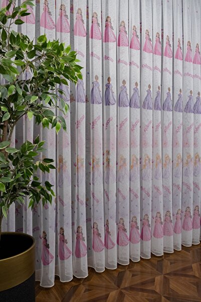 farbateks Children's Room Colorful Princess Model 3-Layer Pleated Tulle Curtain