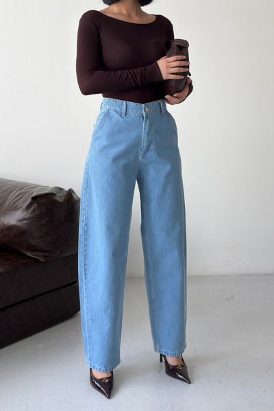 XRAY JEANS بنطلون جينز نسائي واسع الساقين بلون أزرق ثلجي