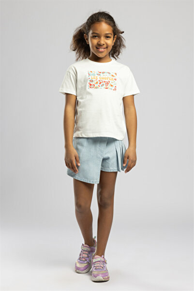 Lee Cooper New Zebrana Girl's Printed Crew Neck T-Shirt White
