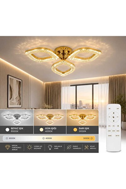 Marsel Lighting PAPATYA 3LÜ AVİZE 3 RENK LED SECENEKLİ SALON OTURMA ODASI AVİZE