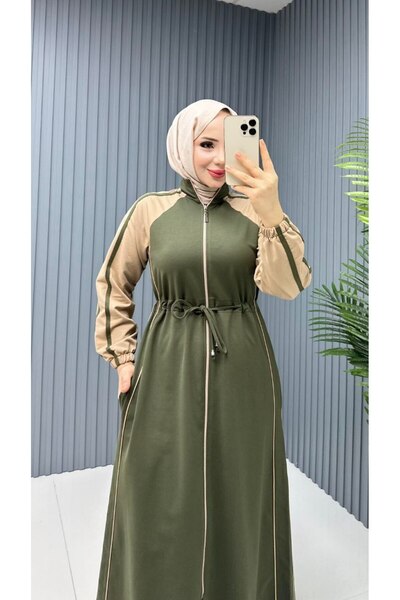 moda4b Women's Sports Dress Two Yarns Zippered Lace-Up Long Casual Design N-0...