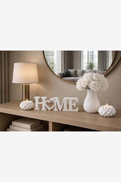 ND Shopping Modern Beyaz Home Dekor Seti – Dekoratif Vazo ve Mumluklu Salon D...