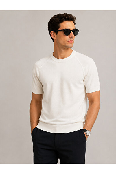 Calpoly Erkek Premium Triko Tişört Slim Fit Bisiklet Yaka Old Money Stil”