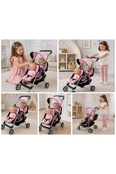 merytoys Katlanır Gölgelikli İkili Bebek Arabası (Puset)