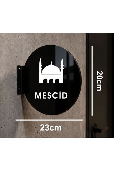 zafrakreklam Mescid Tabela Yan Monte Çift Yönlü 20X20cm Siyah Pleksi Yön Levhası