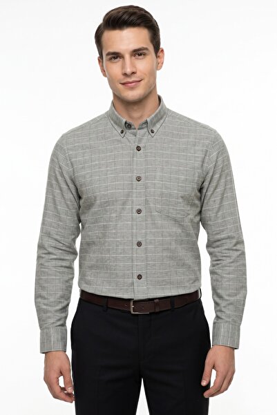 KAMER Men's Classic Single Pocket Long Sleeve Shirt 4094 Bgl-St05503