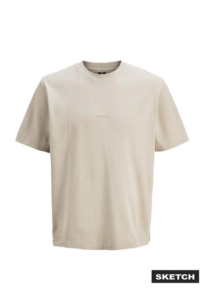 Jack & Jones Bej Erkek Regular Fit T-Shirt 12273217 JCOTARMAC FABRIC TEE CREW