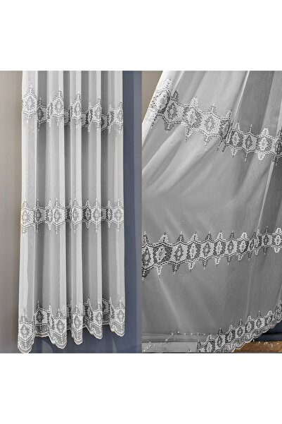 ArasyaHome Bella Curtain with Delicate Embroidery White/Grey