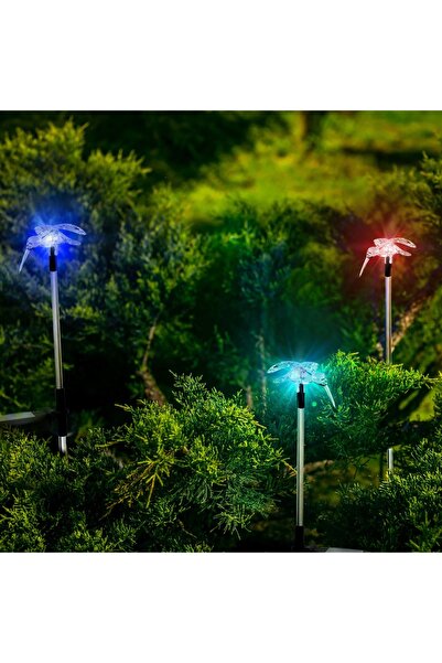 BaoBao Set de 2 lămpi solare de grădină Colibri LED multicolore, iluminare au...