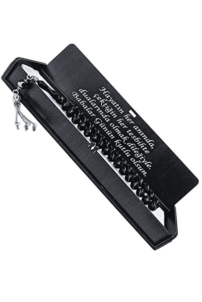 OltutaşıMarket Silver-Embellished Tuğra Tassel Certified Erzurum Oltu Stone P...