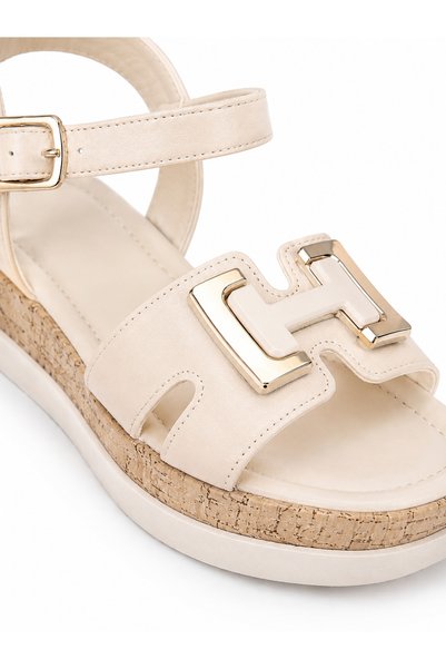 Castle Black Liza Beige with Gold Buckle - Comfortable for Daily Wear - Women's Sandals