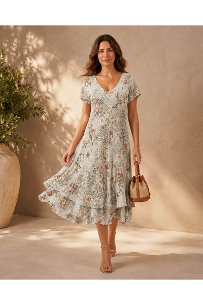 Punta Otantik NC5012 Rochie din bumbac cu jumătate de mânecă, cu model floral...