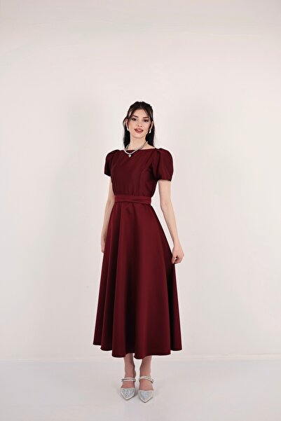 MEİZA KADIN BORDO PRENSES KOL DETAYLI ABİYE / MEZUNİYET ELBİSESİ